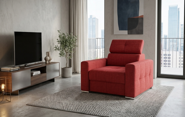 Sessel Moderner Lounge Club Wohnzimmer Modern Textil Stoff Rot Kreative Möbel