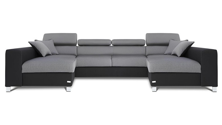 Wohnlandschaft Bettfunktion Stoff Ecksofa U-Form Sofa Couch Design Couch Textil