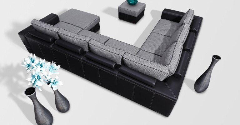 Wohnlandschaft U-Form Bettfunktion Stoff Ecksofa Couch Design Polster Textil Neu