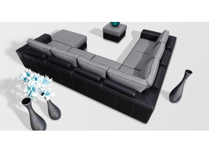 Wohnlandschaft U-Form Bettfunktion Stoff Ecksofa Couch Design Polster Textil Neu