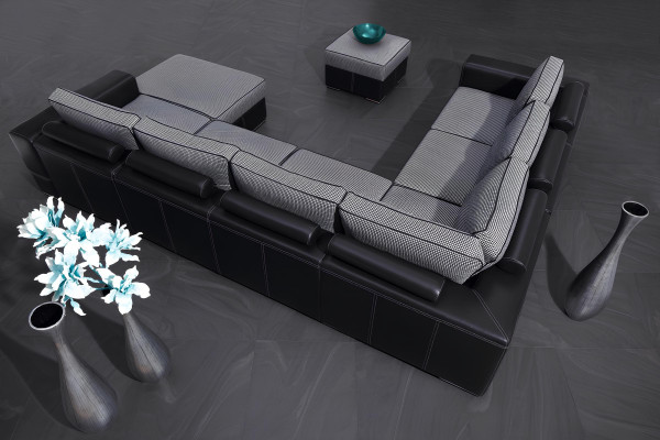 Wohnlandschaft U-Form Bettfunktion Stoff Ecksofa Couch Design Polster Textil Neu