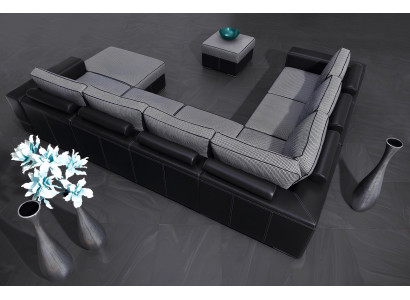 Wohnlandschaft U-Form Bettfunktion Stoff Ecksofa Couch Design Polster Textil Neu