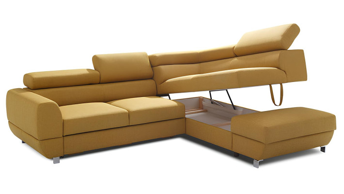 Stoff Ecksofa L-Form Sofa Couch Design Polster Modern Textil Bettfunktion Grau