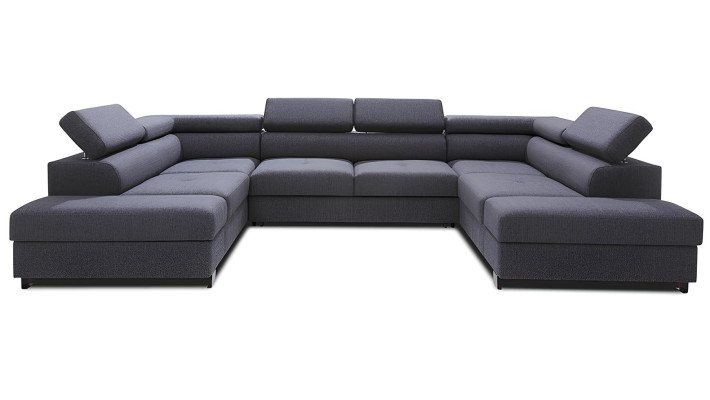 Wohnlandschaft Bettfunktion Bettkasten Stoff Ecksofa U-Form Design Polster