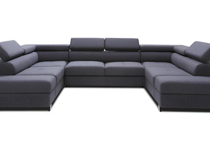 Wohnlandschaft Bettfunktion Bettkasten Stoff Ecksofa U-Form Design Polster