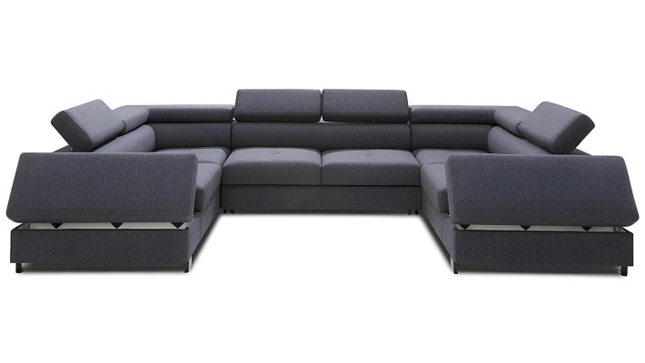 Wohnlandschaft Bettfunktion Bettkasten Stoff Ecksofa U-Form Design Polster