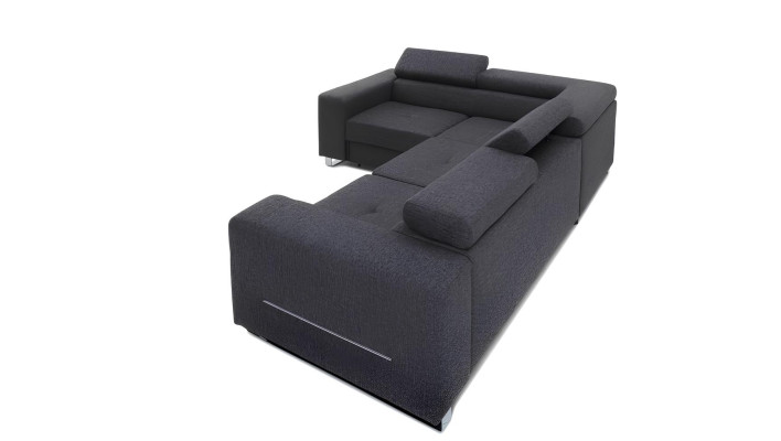 Ecksofa L-Form Sofa Couch Design Polster Modern Textil Bettfunktion Grau Stoff