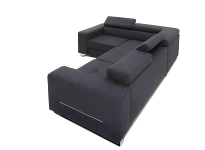 Ecksofa L-Form Sofa Couch Design Polster Modern Textil Bettfunktion Grau Stoff