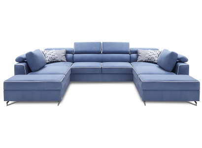 Wohnlandschaft Bettfunktion Stoff Ecksofa U-Form Couch Design Polster Textil Neu