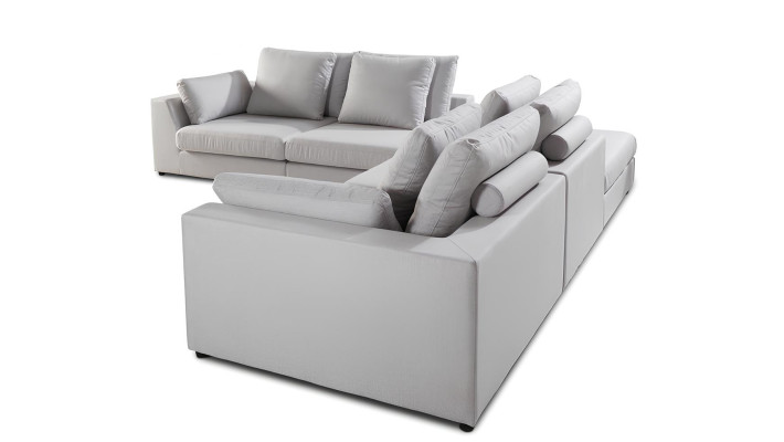 Ecksofa L-Form Sofa Couch Design Polster Modern Textil Weiß Stoff  Eck Garnitur