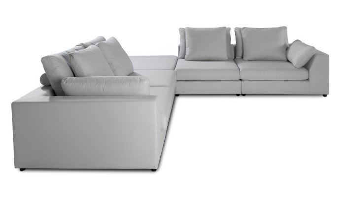 Ecksofa L-Form Sofa Couch Design Polster Modern Textil Weiß Stoff  Eck Garnitur