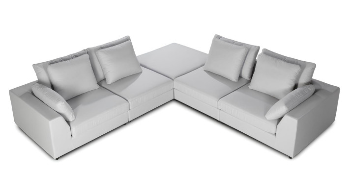 Ecksofa L-Form Sofa Couch Design Polster Modern Textil Weiß Stoff  Eck Garnitur