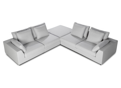 Ecksofa L-Form Sofa Couch Design Polster Modern Textil Weiß Stoff  Eck Garnitur