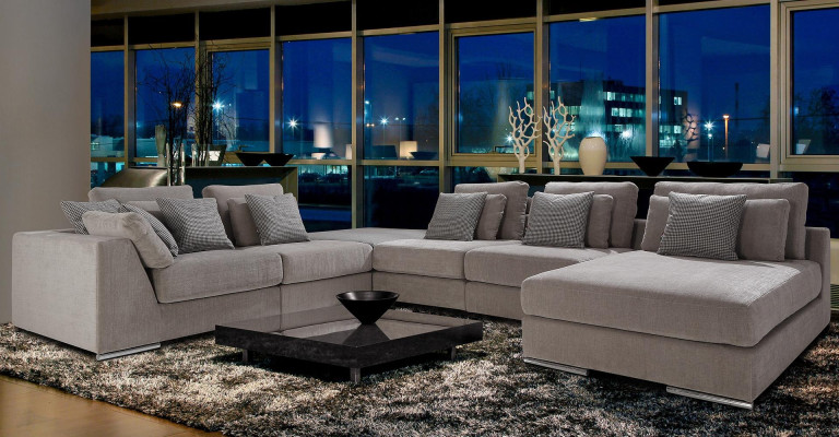 Wohnlandschaft Stoff Ecksofa U-Form Sofa Couch Design Polster Modern Textil Neu