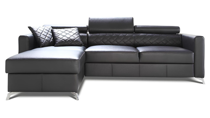 Eсksofa Bettfunktion L-Form Couch Design Polster Textil 100% Italienisches Leder