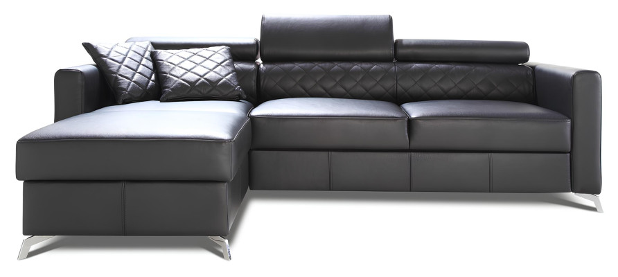 Eсksofa Bettfunktion L-Form Couch Design Polster Textil 100% Italienisches Leder