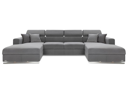 Wohnlandschaft Bettfunktion Stoff Ecksofa U-Form Couch Design Polster Textil Neu