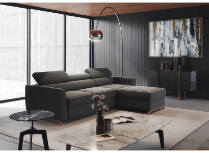 Ecksofa Stoff L-Form Couch Design Polster Textil Eck Modern Grau Eckgarnitur Neu