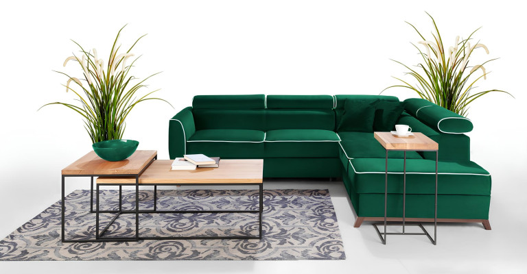 Ecksofa Stoff L-Form Couch Design Polster Textil Eck Modern Blau Eckcouch Neu