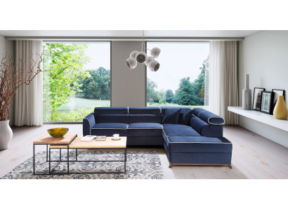 Ecksofa Stoff L-Form Couch Design Polster Textil Eck Modern Blau Eckcouch Neu