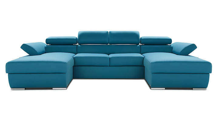 Wohnlandschaft Bettfunktion Ecksofa Stoff U-Form Couch Design Polster Textil Eck
