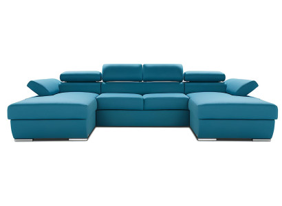 Wohnlandschaft Bettfunktion Ecksofa Stoff U-Form Couch Design Polster Textil Eck