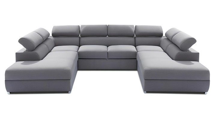Design Wohnlandschaft Bettfunktion Stoff Ecksofa U-Form Sofa Couch Textil Sofas
