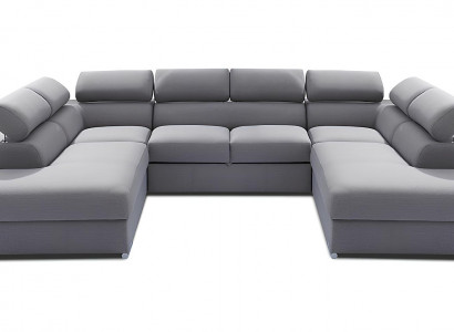 Design Wohnlandschaft Bettfunktion Stoff Ecksofa U-Form Sofa Couch Textil Sofas