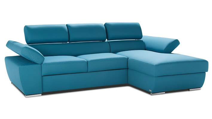 Ecksofa Stoff L-Form Bettfunktion Couch Design Polster Textil Eck Modern Blau