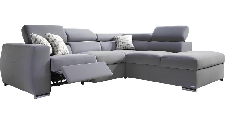 Ecksofa Stoff L-Form Couch Design Polster Textil Eck Modern Relax Automatik Grau