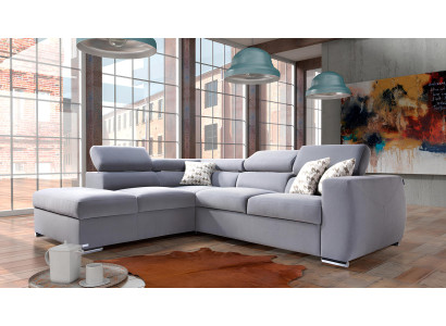 Ecksofa Stoff L-Form Couch Design Polster Textil Eck Modern Relax Automatik Grau
