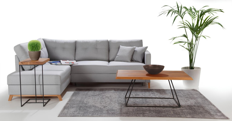 Ecksofa Stoff L-Form Bettfunktion Couch Design Polster Textil Eck Bettkasten Neu