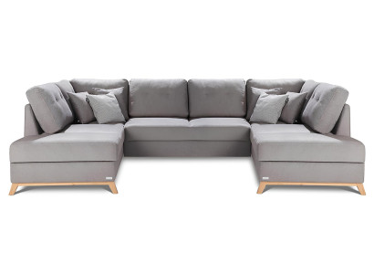 Wohnlandschaft Ecksofa Stoff U-Form Bettfunktion Couch Design Polster Textil Eck