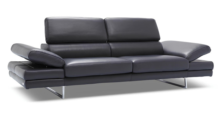 Couch 2 Sitzer Sofa 100% Italienisches Leder Couch Design Polster Modern Schwarz