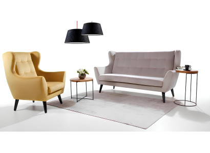 Sessel Club Lounge Designer Stuhl Polster Sofa 1 Sitzer Relax Fernseh Gelb Neu