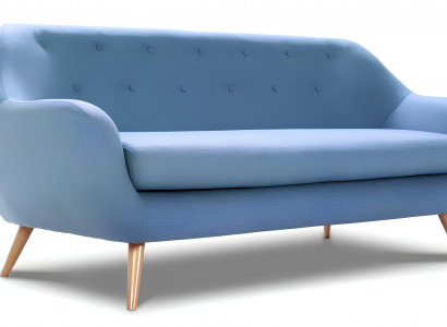 Sofa 2 Sitzer Design Polster Modern Textil Sofas Zweisitzer Blau Chesterfield