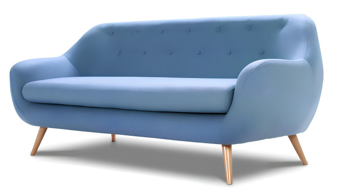 Sofa 2 Sitzer Design Polster Modern Textil Sofas Zweisitzer Blau Chesterfield