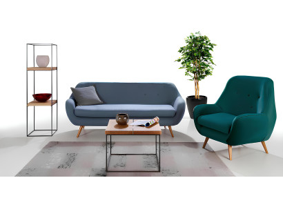 Sofa 2 Sitzer Design Polster Modern Textil Sofas Zweisitzer Blau Chesterfield