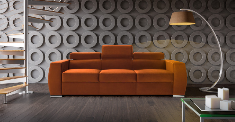 Sofa 3 Sitzer Bettfunktion Design Polster Modern Textil Stoff Sofas Dreisitzer