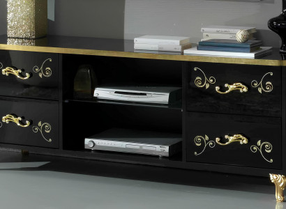 Wohnwand Wohnzimmer Set Vitrine Lowboard Wandregal 3tlg Set Schwarze Wohnwände