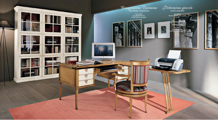 Büro Sessel Stuhl mit Armlehne Lehnstuhl Holz Wohnzimmer Italienische Möbel Edel