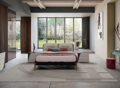 Schlafzimmer Set 5tlg. Set Bett 2x Nachttische Tischlampe Kommode Massiv Holz