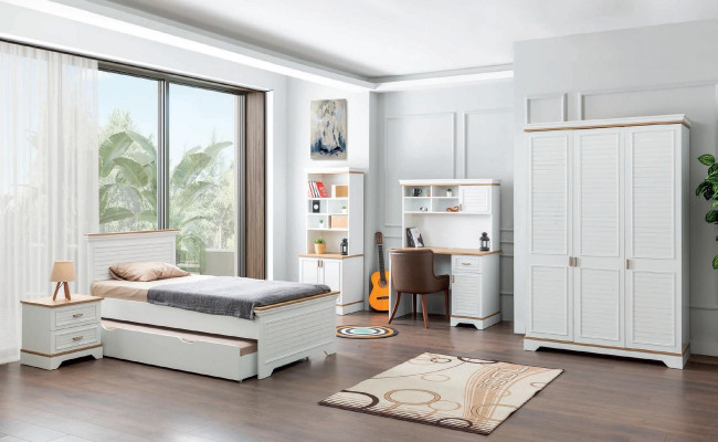 Bücherregal Weiß Regal Schrank Holz für Kinderzimmer Jugendzimmer Möbel Regal