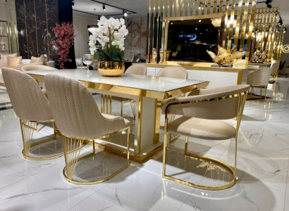 Esszimmer Set 7tlg Essgruppe Esstisch Stilvoller Stühle luxuriöses Möbel