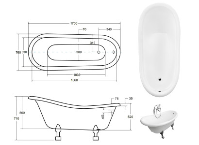 Freistehende Badewannen Antik Stil Badewanne Klassische Wanne Bad Badezimmer Neu
