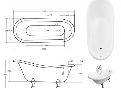 Freistehende Badewannen Antik Stil Badewanne Klassische Wanne Bad Badezimmer Neu