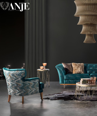 Für Wohnzimmer Luxuriöses Set Sofa+Sessel Bequem Textil Modern Neu