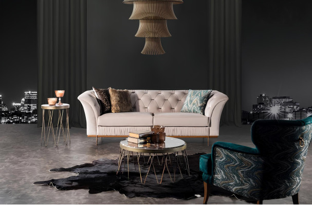 Für Wohnzimmer Luxuriöses Set Sofa+Sessel Bequem Textil Modern Neu