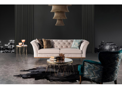 Für Wohnzimmer Luxuriöses Set Sofa+Sessel Bequem Textil Modern Neu