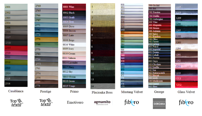 Elegantes Bett aus Textil und Holz in modernem Design